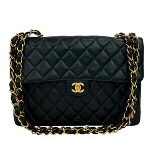 CHANEL Matelasse Coco Lambskin Leather Chain Shoulder Bag, Black, 2170a